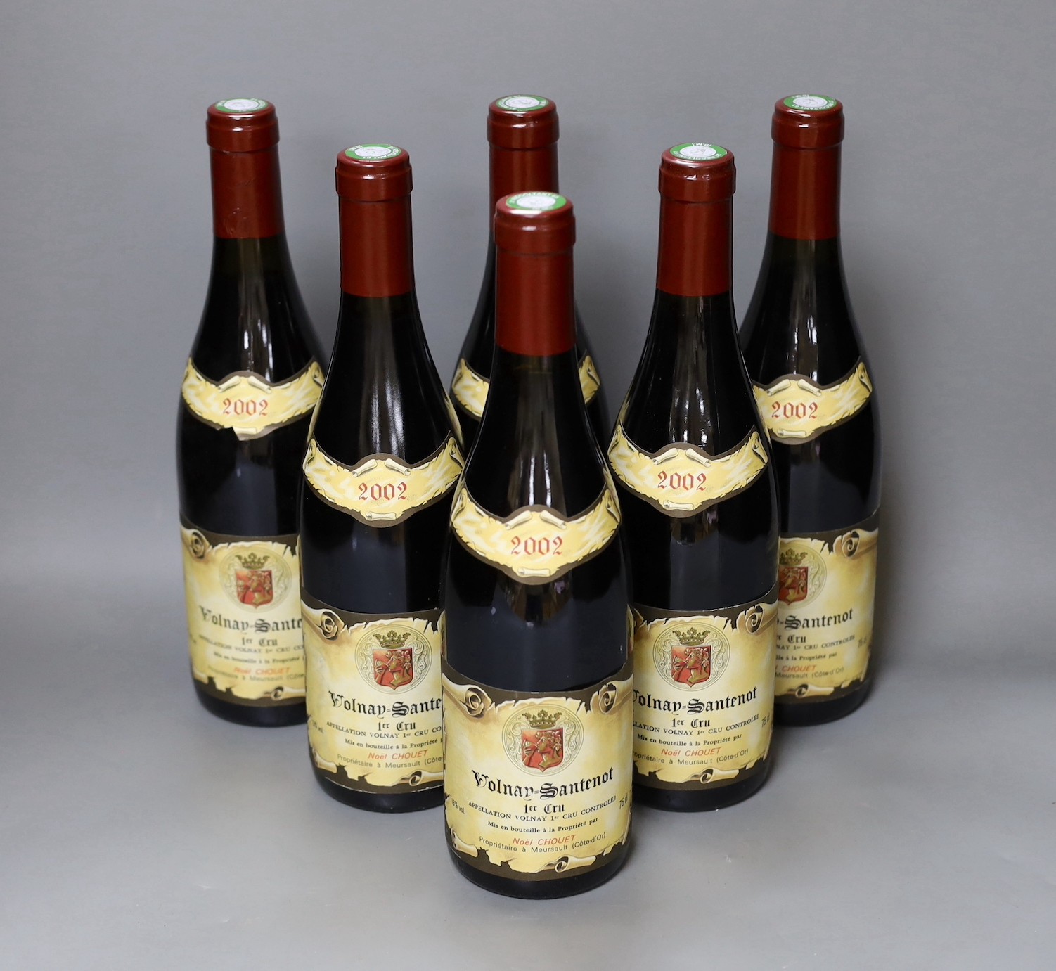 Six bottles of Volnay Santenot Premier Cru, Noel Chouet, 2002.